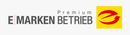 E marke Logo für "E Marken Betrieb" mit Premium-Label und stylisierter E-Grafik.